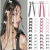 SALOCY 48PCS Mini Hair Bows for Women Girls,Cute Bow Hair Clips Mini Bows Ribbon Bowknots Hairclips for Hair Design,Pink,Black,White,Hot pink Satin Bow Hair Clips