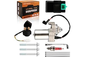 RETEPIF 3 Bolt 12 Teeth Starter & Relay & CDI & Spark Plug for 50cc 70cc 90cc 100cc 110cc 125cc Chinese ATV Go Kart Dirt Bike Quad 4 Wheelers， for TaoTao Jonway SunL Roketa SSR Most Chinese Brands
