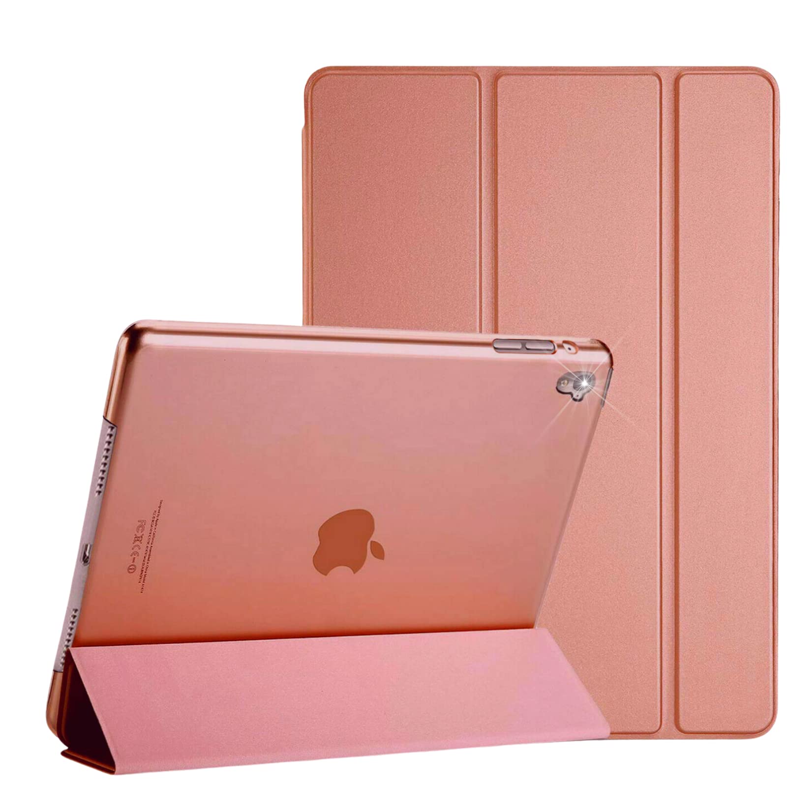 For Apple iPad Case Air 2 (2nd Generation 2014, 9.7-Inch) - Model No. A1566 / A1567 - Auto Wake/sleep - Smart Magnetic Leather Cover (Rose Gold)