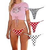 KUKU PANDA Cotton Thongs for Women Sexy Seamless Woman G String Panties 3 Pack Set