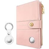 elzama Passport Holder with Airtag Slot for Travel Women, RFID Passport Wallet with Airtag Holder, Zipper Pocket Card Slots Pen Holder & Airtags Keychain (Air tag Not Included) Pink