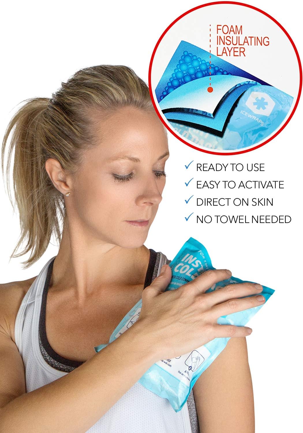 ICEWRAPS Instant Cold Pack - Emergency Disposable Ice Packs for Injuries, Sports, Camping or Hiking First Aid Kit (24 Cold Packs): Health & Personal Care