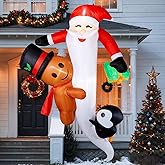 CAMULAND Christmas Inflatables, 6FT/7FT Inflatable Christmas Decorations Snowman Santa Claus with Built-in LED Lights, Outdoor Christmas Decorations Blow-up Decor for Yard, Garden Party (8FT Santa)