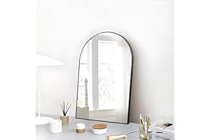 FINEWF 24x16 Arch Mirror Rectangle Wall Mounted Aluminum Alloy Metal Frame HD Glass Dressing Make-up for Bathroom Entryway Bedroom Living Room 24 16 inch Black