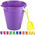 4E's Novelty 9" Large Sand Bucket with Shovel [12 Pack Bulk] Beach Buckets - Beach Toys for Kids & Toddlers, Party Favors Basket Holders, End of Year Student Gifts from Teacher