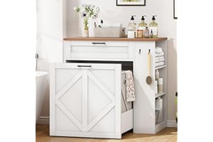 STHYTON Laundry Hamper Cabinet, Double Laundry Cabinet with Two 11 Gallon Baskets and Drawer, Pull-Out Storage Unit with Adju