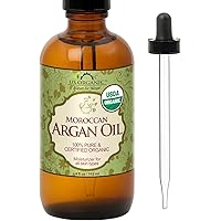 US Organic Moroccan Argan Oil, USDA Certified Organic,100% Pure & Natural, Cold Pressed Virgin, Unrefined, 4 Oz in Amber Glas