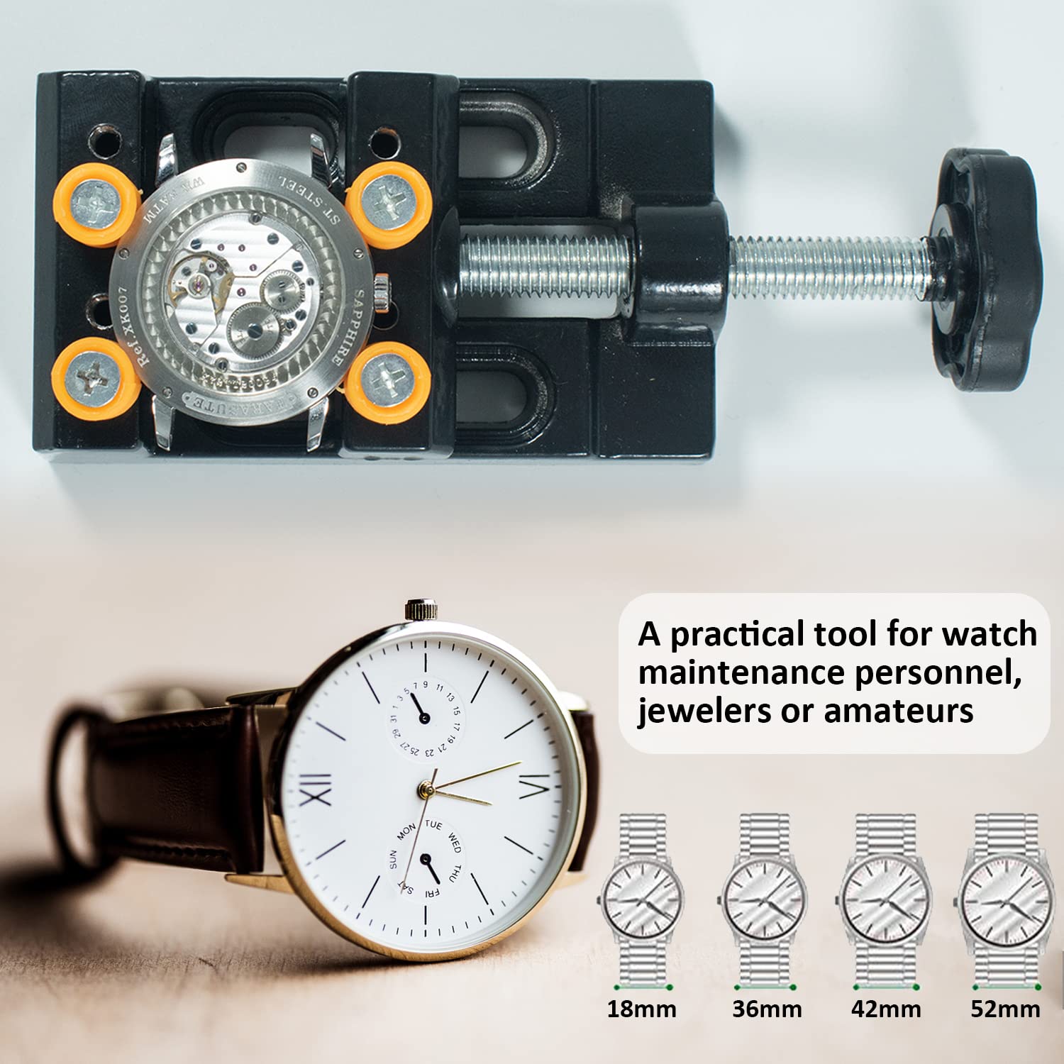 Dofover Adjustable Opener Back Watch Case Holder Tool & Watchmaker Tool,Metal & Plastic