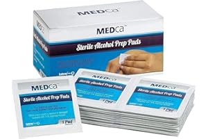 Alcohol Prep Pads, Sterile, Medium, 2-Ply Cotton Gauze - Individually Wrapped (200 Count)