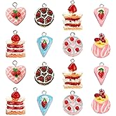 DanLingJewelry 32Pcs 8 Styles Flatback Dessert Sweet Charms Lovely Strawberry Cake Food Charms for Earring Bracelet Jewelry Making