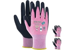 KAYGO Work Gloves for Women,3 Pairs KGE19L Eco Friendly Gloves with Breathable Rubber Coated