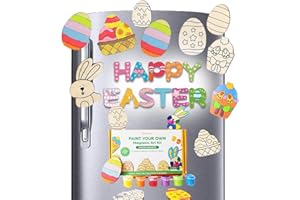 Shumee Paint Your Own Wooden Magnets (Easter Magnets Themed) DIY Wooden Painting Art & Crafts for Kids| 6 Years+ | Organic 6 Non Toxic Paint | Ideal Gift for Birthday, Valentine's Day Party Crafts