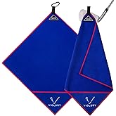 VIGLORY Magnetic Golf Towel for Bag 18" x 18" with Clip Exclusive Cleaning Pocket Microfiber Waffle Ultra Absorbent Club Ball Cleaner, Essential Golf Accessories and Gifts for Men Women(Blue 1 Pack)