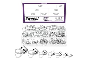 Swpeet 150Pcs 7 Sizes 2.4mm/ 3/3.2mm/ 4/4.5mm/ 5mm/ 6mm/ 8mm/ 10mm 304 Stainless Steel Ball Chain Connector Assortment Kit, D