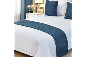 nstvifu Knit Bed Runners for King Size Bed, Solid Color Bed Scarf with Tassel, Boho Woven Bed Scarves No Fading Soft Bed Throw Blanket for Bedroom Home Hotel (60x230cm/23.6 * 90.6in,B4)