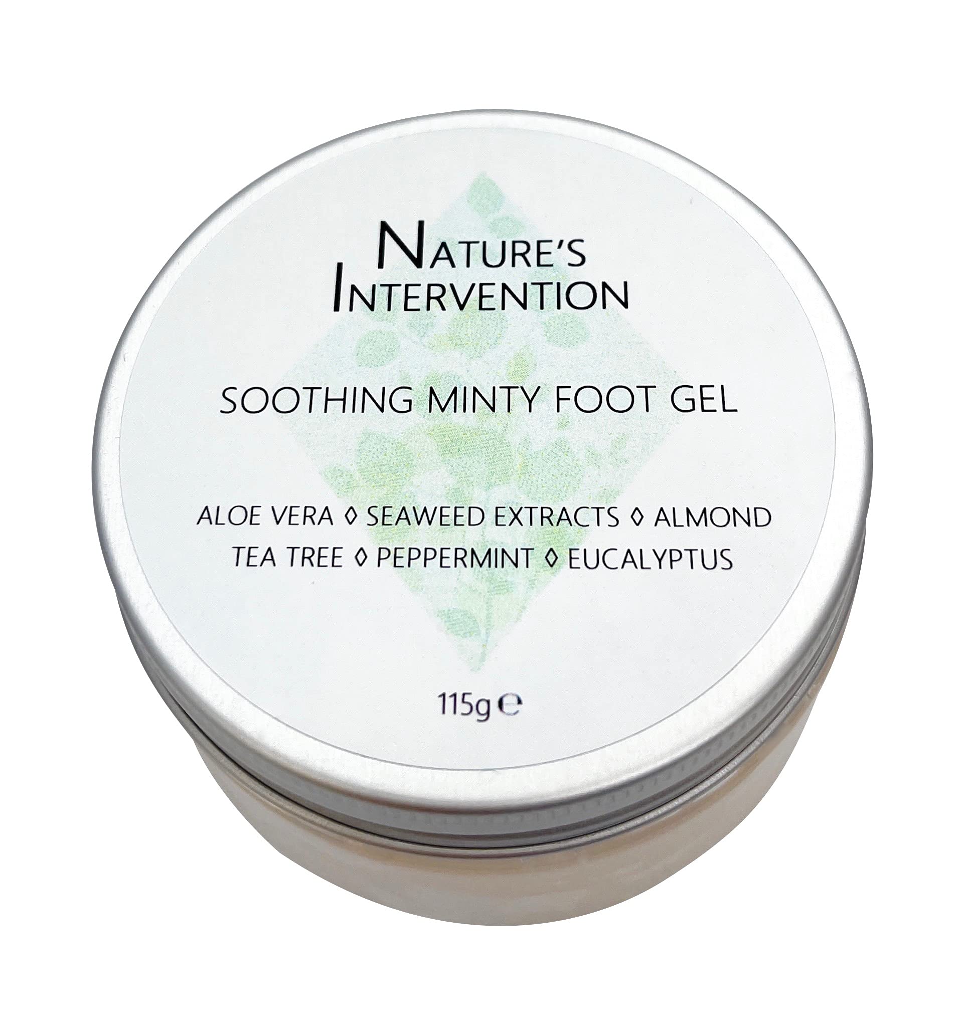 Nature's Intervention - Minty Foot Gel - 99% Natural - Aloe Vera, Mint, Tea Tree, Eucalyptus. Cooling, Soothing & Hydrating. Non-Greasy, Fast-Absorbing Formula. 115ml