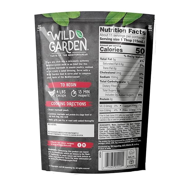 WILD GARDEN READY-TO-USE PERSIAN SUMAC MARINADE, AUTHENTIC MEAT MARINADE WITH NO ADDITIVES & PRESERVATIVES, BOLD, FLAVORFUL, PERFECT FOR CHICKEN (MUSAKHAN) KABOB AND BARBECUE SEASONING! 6OZ