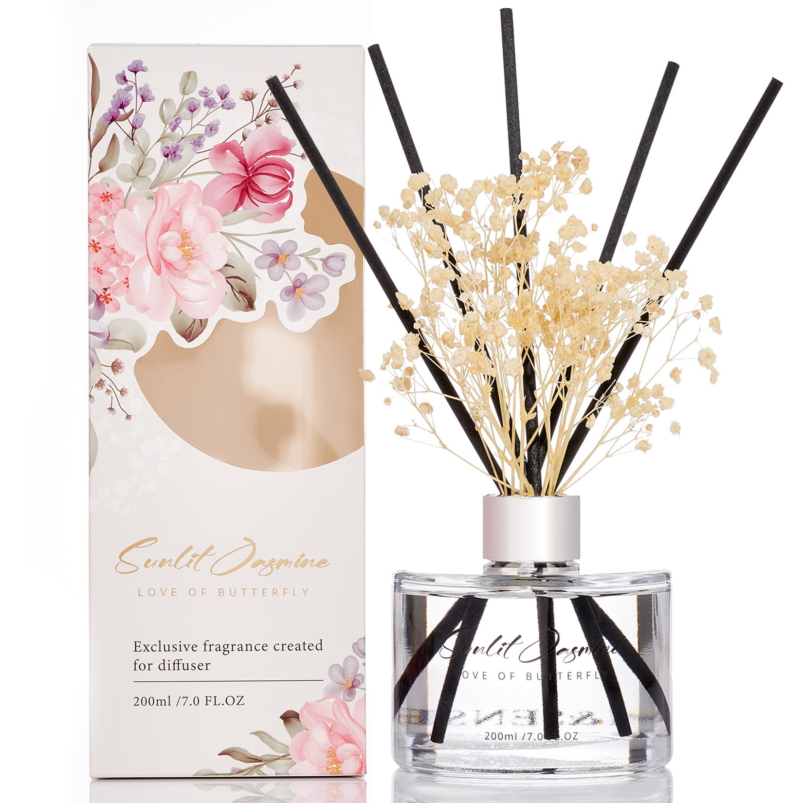 M&SENSE Reed Diffuser Set with 7 Sticks | 7.0oz