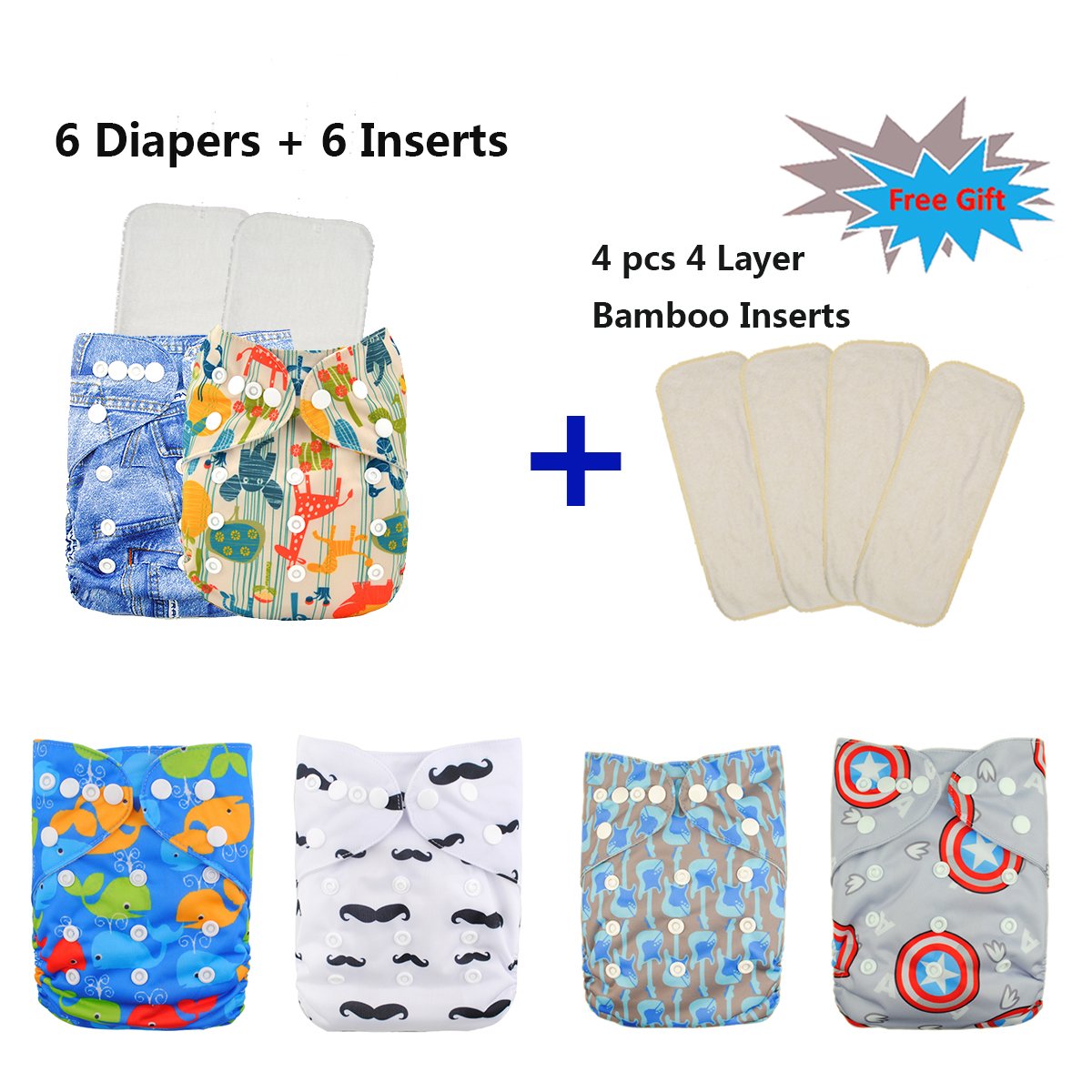 Babygoal Baby Cloth Diapers Adjustable Reusable Pocket