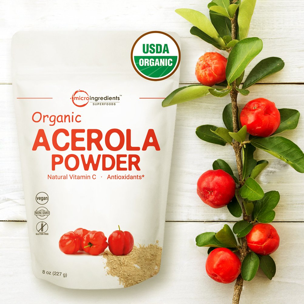 Pure USDA Organic Acerola Cherries Extract, Organic Natural Vitamin C