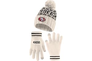 Ultra Game Adults NFL Official Super Soft Cable Knit Winter Beanie Knit Hat with Warm Touch Screen Gloves
