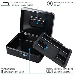 KYODOLED Large Cash Box with Combination Lock Safe