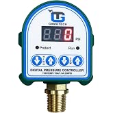 GamaTech 110V/220V 15A/7.5A Digital Adjustable Pressure Switch Controller for Water Pump and Air Pump, 1/2" Male NPT, 0-230 Psi