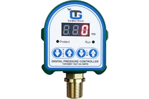 GamaTech 110V/220V 15A/7.5A Pressure Switch for Water Pump and Air Pump, Digital Adjustable Pressure Controller, 0-230 Psi