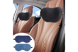 SPRFUFLY 2 Pack Car Headrest Pillow, Comfy Head Rest Pillow for Car, 100% Memory Foam Car Neck Pillow for Driving - Universal Fit Travel Car Pillow for Pain Relief While Driving(Comes with 2 Eye Masks)