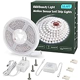 MY BEAUTY LIGHT Motion Activated LED Strip Lights, 16.4ft LED Light Strip with Day or Night 2 Lighting Modes, 3 Timing Off Modes, Bright White 12v Plug-in LED Rope Lights for Under Cabinet, Kitchen