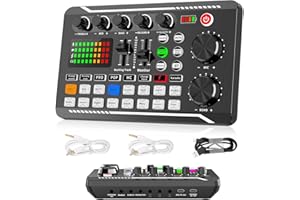 BONKYO F998 Gaming Audio Mixer, Streaming DJ Mixer Sound Card with XLR Microphone Interface, Individual Control, Volume Fader, Mute Button, for Podcast/Recording/Vocal/Game/TikTok Live