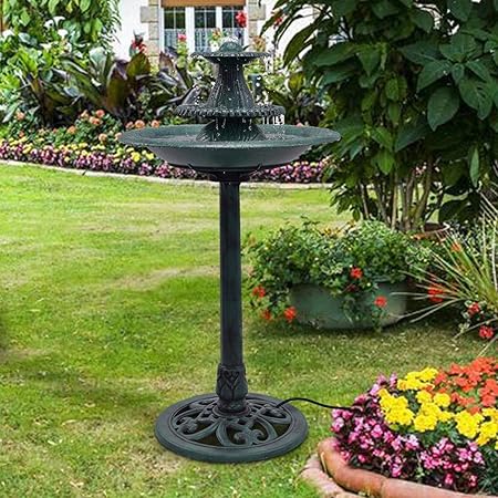 Apontus 3 Tier Fountain Garden Decor Pedestal Outdoor Bird Bath Water Fountain W/Pump