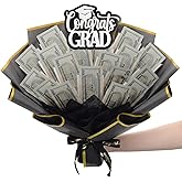 Pre Made Graduation Money Bouquet Money Flower Graduation Gift Class of 2026 Black Gold Fully Assembled Flower Bouquet with Congrats Grad Card Ready to Gift for Middle High School College Women Men