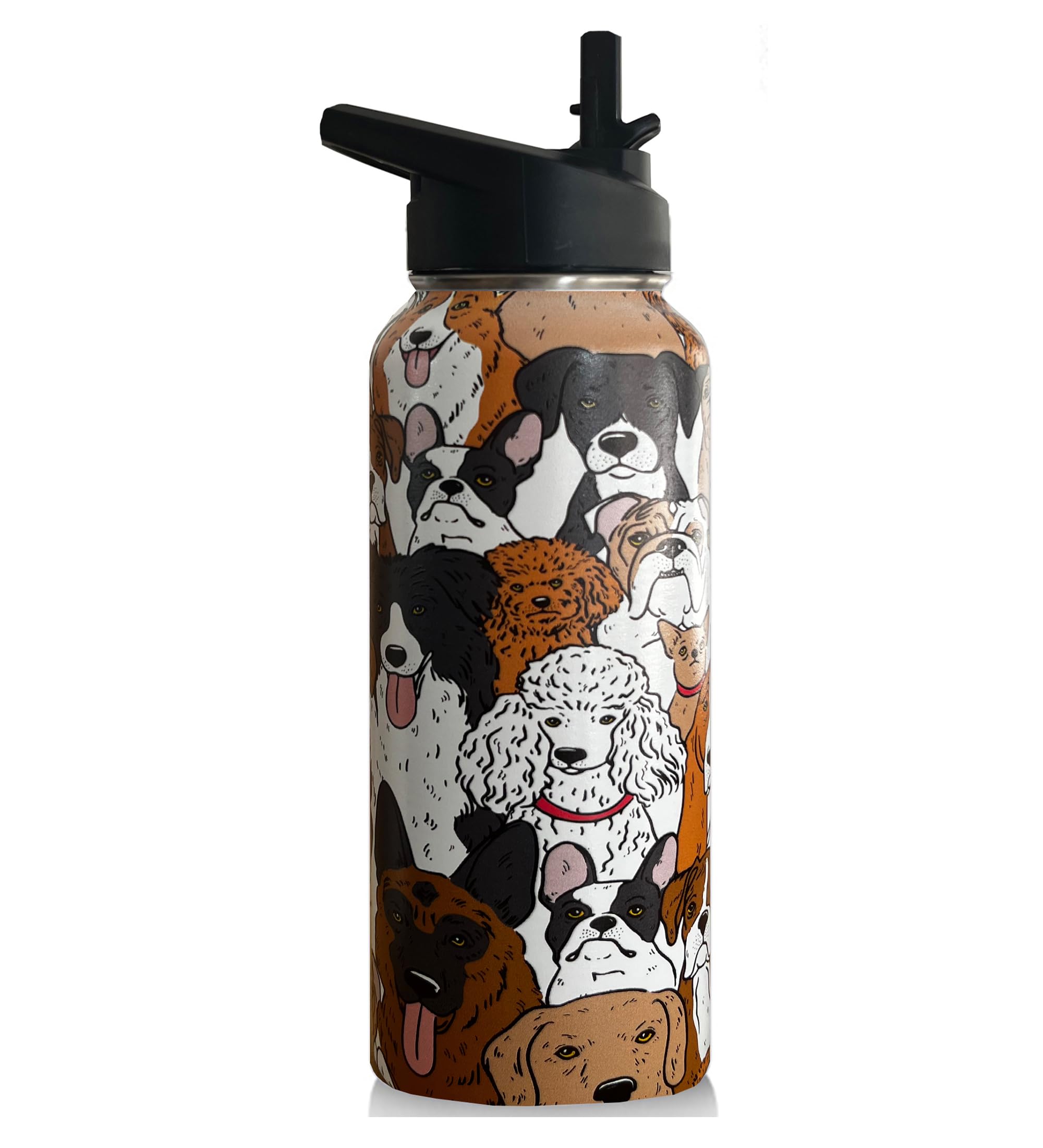 Photo 1 of 32oz Dog Water Bottle Insulated Vacuum Stainless Steel Tumbler Travel Mugs With Straw for Gym Camping Hiking