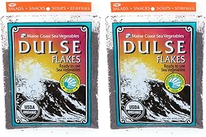 Maine Coast Sea Vegetables Organic Dulse Flakes | Seaweed Snacks | Rich in Iodine, Protein & Minerals | Harvested from North Atlantic | Great for Salads, Soup & Smoothies | 4 oz (Pack of 2)