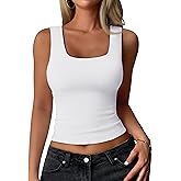 YUCOLEN Women's Double Lined Tank Top Fitted Scoop Neck Casual Basic Summer Tank Sleeveless Tops