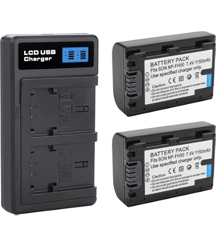 Amazon.com : BM Premium 2-Pack of NP-FH50 Batteries and Dual