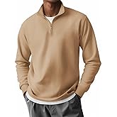 COOFANDY Men's Quarter Zip Mock Neck Pullover Sweater