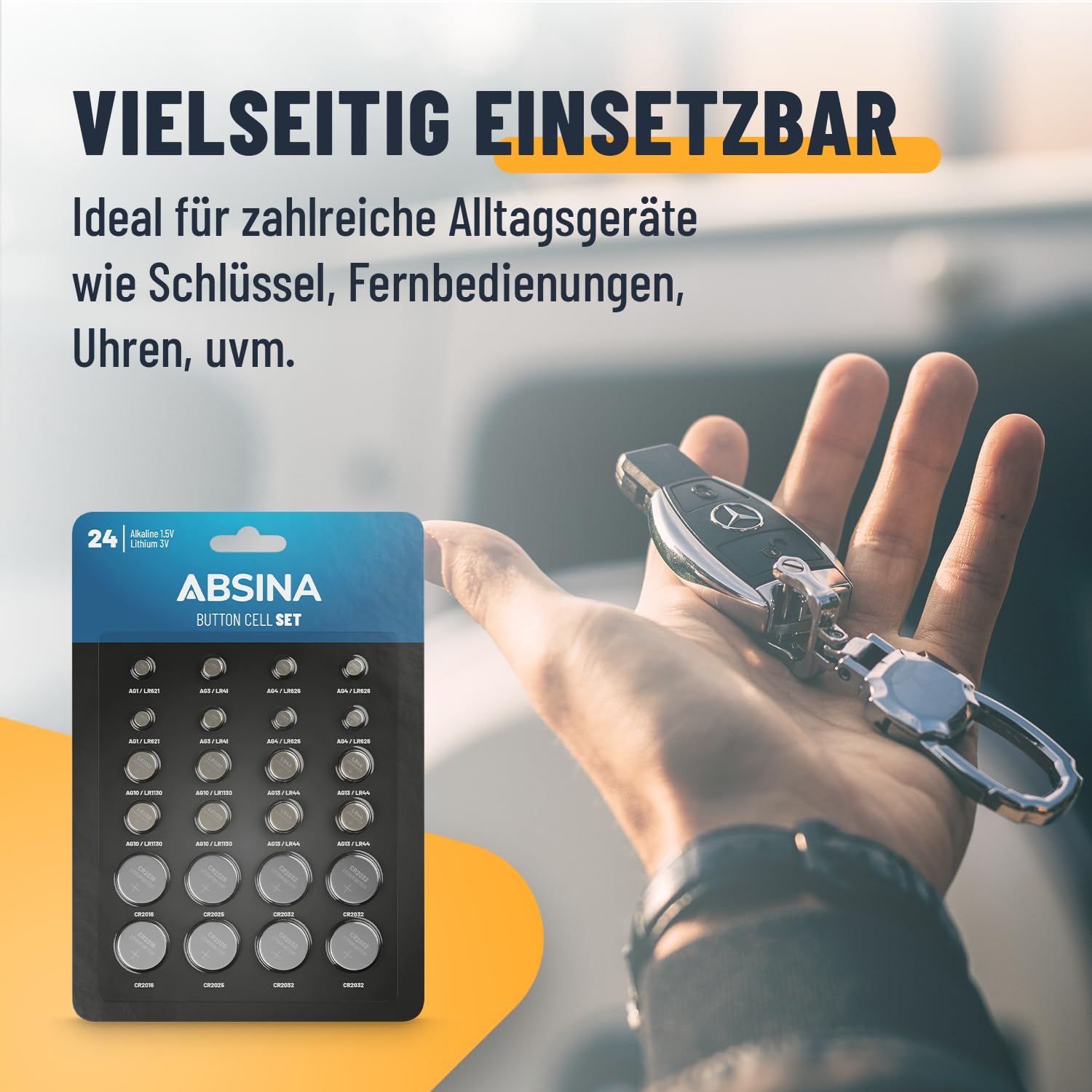 ABSINA 48er Pack Alkaline & Lithium Knopfzellen - Knopfzelle Sortiment 2