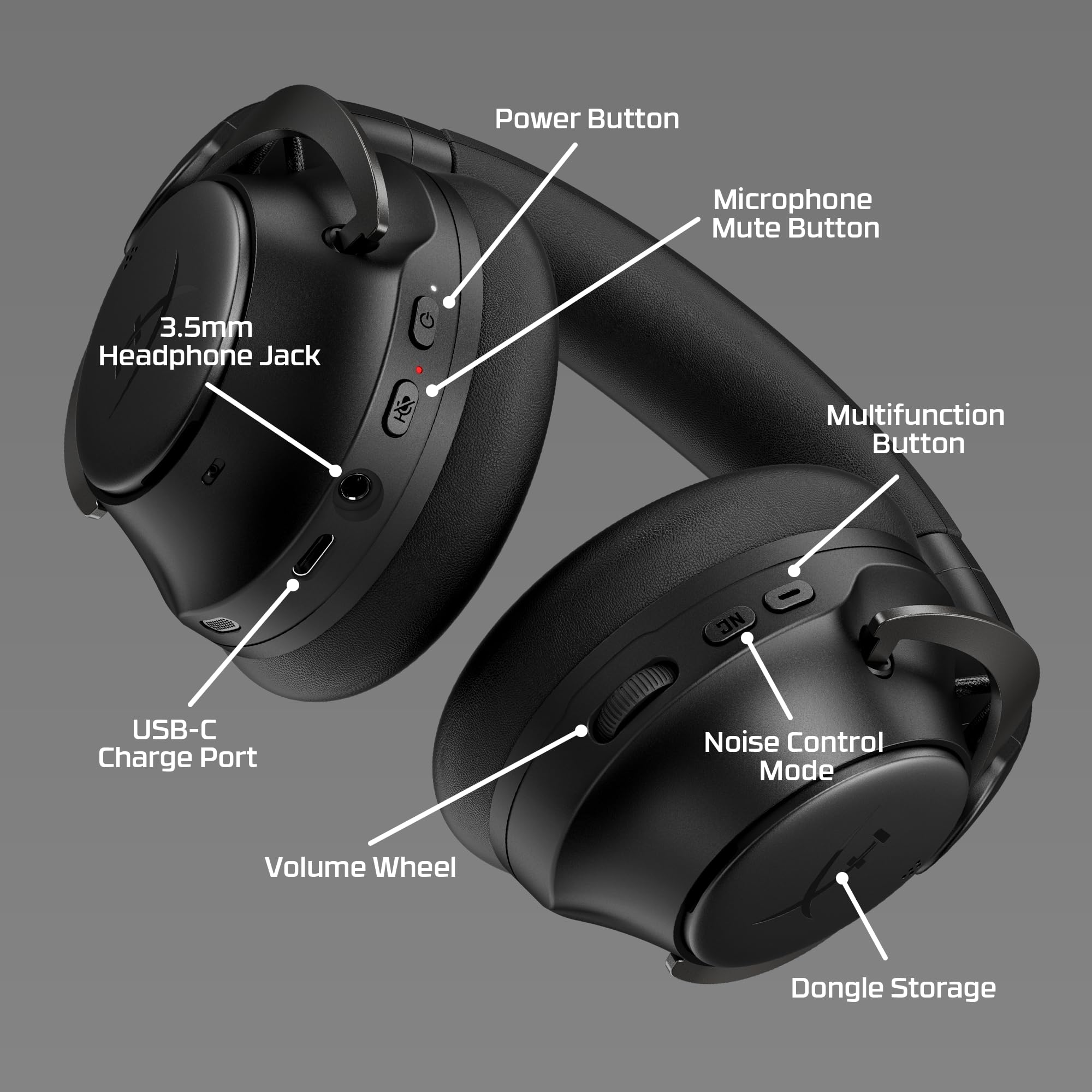 HyperX Cloud Mix 2 Kabellose Kopfhörer mit Geräuschunterdrückung, Gaming, Musik, Anrufen, Bluetooth 5.3 oder USB-C, Akku 110 h, Schwarz 6