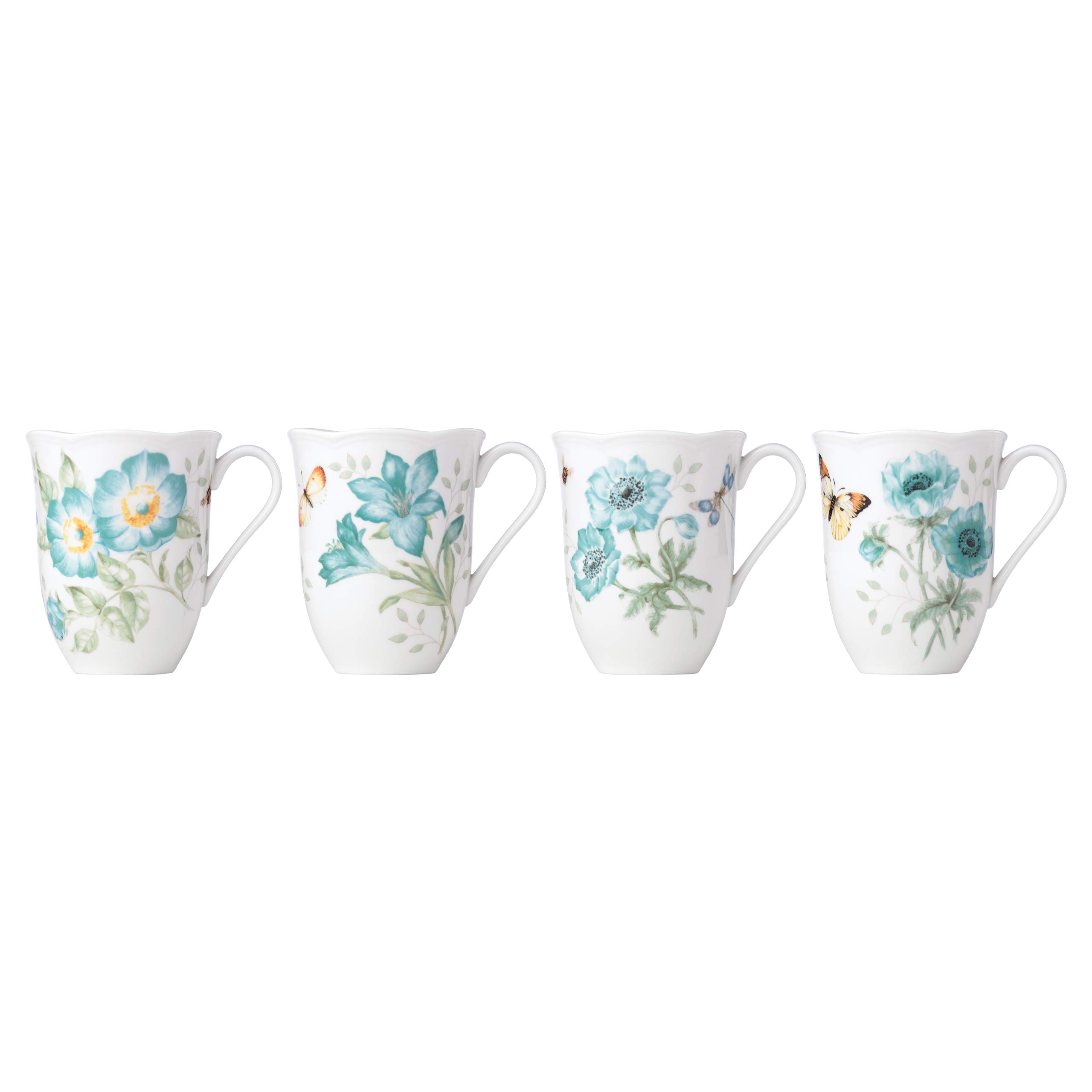 Lenox 871197 Butterfly Meadow Turquoise 4-Piece Mug Set, 3.15 LB, Blue