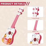 Falafoty Kids Ukulele Toy 41cm 4 Adjustable Strings Pink Cartoon Guitar view 3