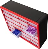 Akro-Mils 10124 24-Drawer Plastic Storage Cabinet Red 50.8 W x 16 D x 40.6 H view 8