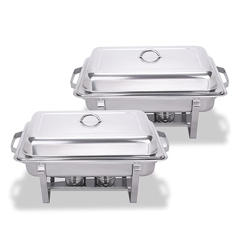 VEVOR Chafing Dish 9L Chafing Dish Elektrisch Edelstahl Chafing Dish 2 Set Behälter Warmhaltebehälter Speisewärmer (2 sets)