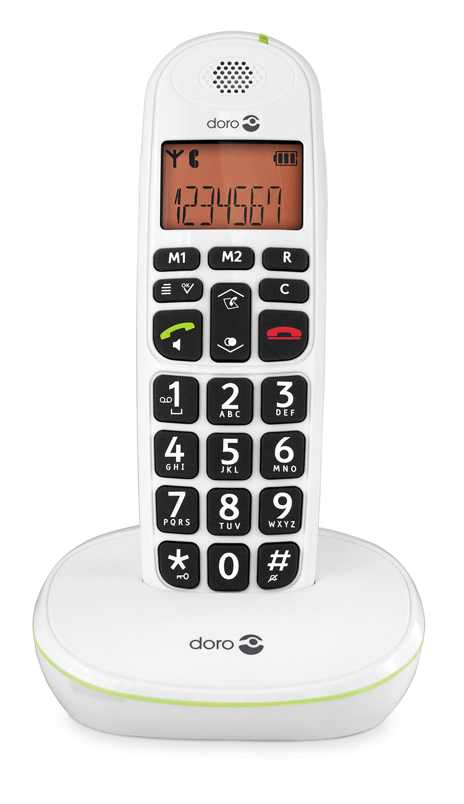 Doro PhoneEasy 100W DECT Cordless Phone with Amplified Sound and Big Buttons, NO Answerphone (Single Set/White) [UK and Irish Version]