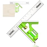 TRACER Combination Square 6 Inch with Level and Scribe Tool | Combo square, metric and imperial stainless steel ruler, adjustable, woodworking and carpentry