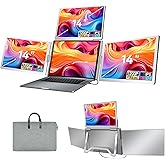 FQQ 14" Portable Monitor for Laptop Screen Extender, Triple Laptop Monitor Display, 1200P FHD IPS Travel Gaming Monitor fit for 12"-17.3" Laptops, Compatible with Win 10/11 and Mac 2019 Above(S780-C)