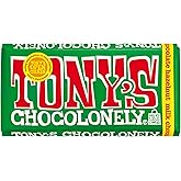 Tony&rsquo;s Chocolonely Belgian Milk Chocolate Hazelnut Candy Bar for Snacks, Chocolate Bar for Party Favors, Gifts, or Gift Basket, 32% Cacao, Made From Quality Fairtrade Cocoa, 6.35 Oz