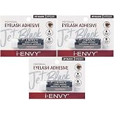 i-Envy Semi-Permanent Lash Glue Adhesive for Individual Cluster Lashes &amp; Lash Extension, Waterproof Strong Hold, Long-Lasting Up to 2 Weeks, Latex-Free, Perfect for Sensitive Eyes (Black, 3 Pack)