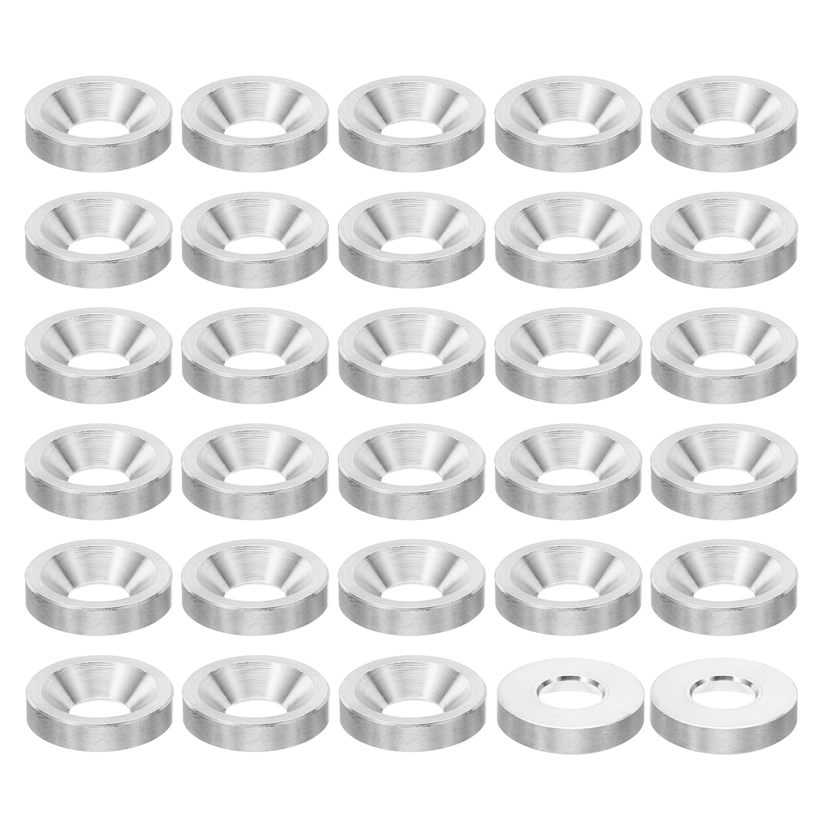 PATIKIL M6 Finish Countersunk Washer, 30pcs 16mm Dia. 3.5mm Tall Solid 304 Stainless Steel CNC Cup Washer Flat Screw Head Gasket for Constructions